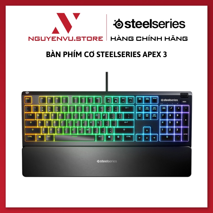 Bàn phím Gaming Steelseries Apex 3 - Full Size Có Kê Tay - Hàng Chính Hãng