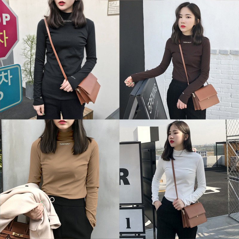 Áo thun nữ cổ tròn dài tay thêu chữ B