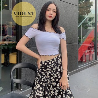Áo Croptop Cuốn Biên Tay Ngắn Trơn