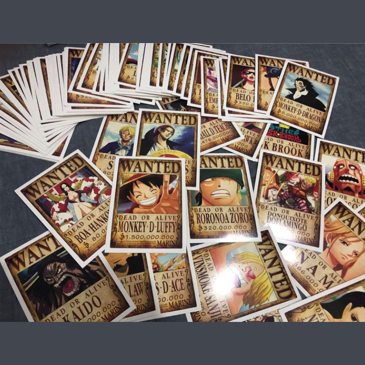 100 Poster truy nã size A6 nhân vật One Piece