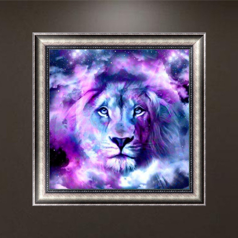 Bộ Tranh Đính Đá 5D Tự Làm Hình Sư Tử Trang Trí Nhà Cửa