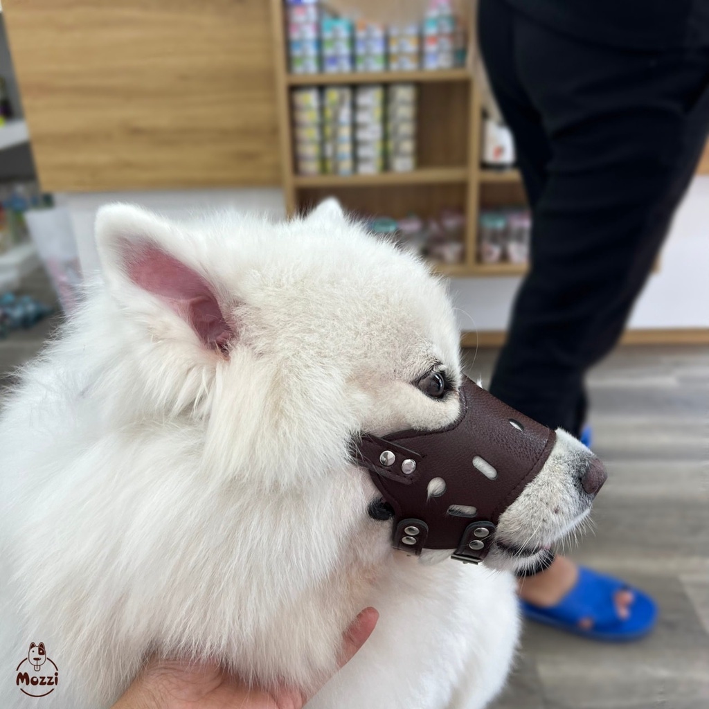 Rọ mõm da mềm có đai nới cho chó