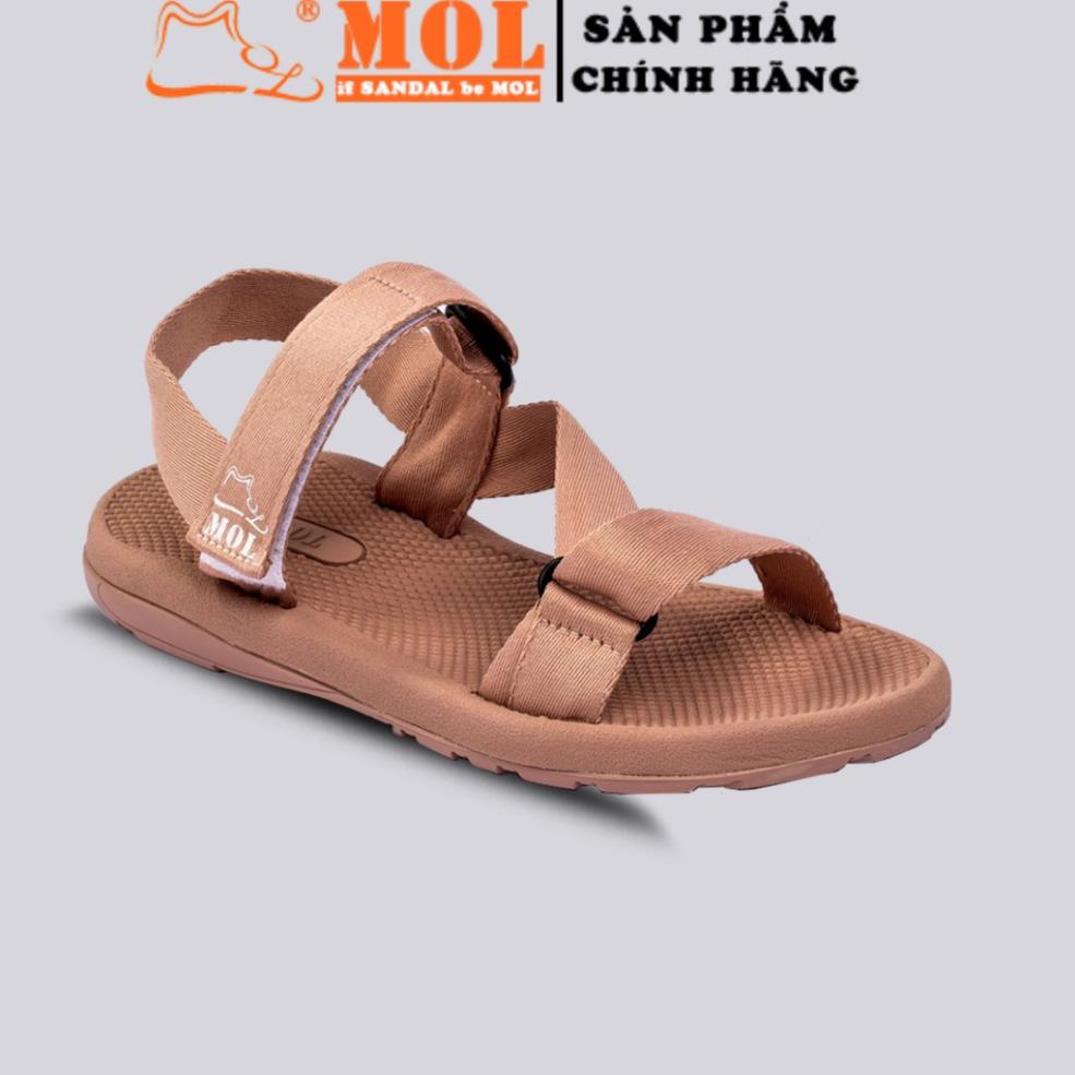 Sandal couple nam nữ quai ngang đế mõng có quai hậu cố định cho cặp đôi mang đi học đi biển du lịch hiệu MOL MS1166P DTH