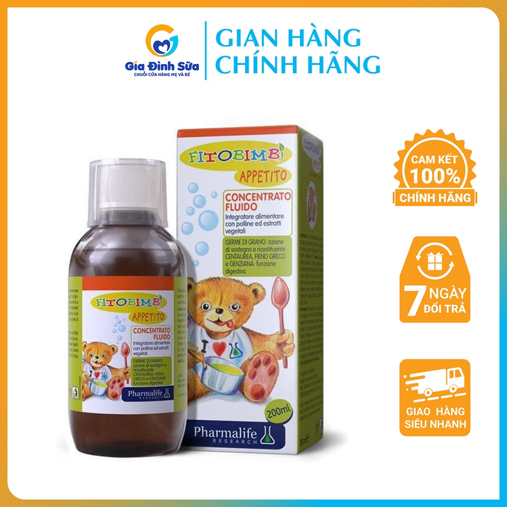 Siro ăn ngon Fitobimbi Appetito - Giúp bé ăn ngon miệng, hết biếng ăn chai 200ml