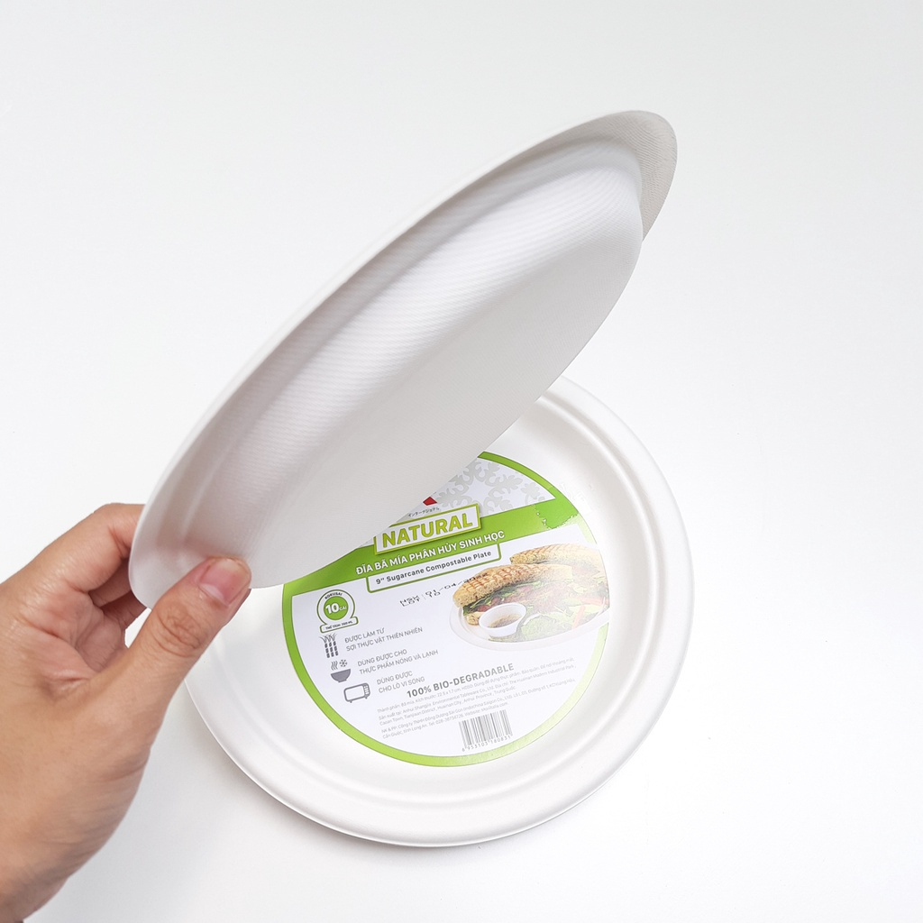Đĩa Giấy Bã Mía Tự Hủy Sinh Học KOKUSAI Chất Lượng 22.5cm / 17.8cm  - Hàng chính hãng