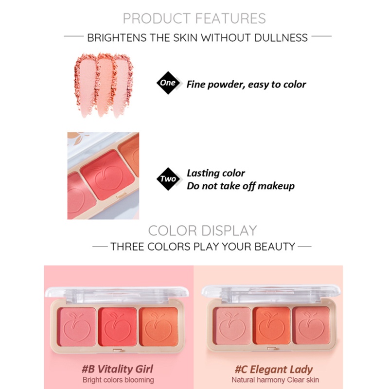 (Hàng Mới Về) Bảng Phấn Má Hồng Saniye 3 Trong 1 Lâu Trôi Màu Sắc | BigBuy360 - bigbuy360.vn