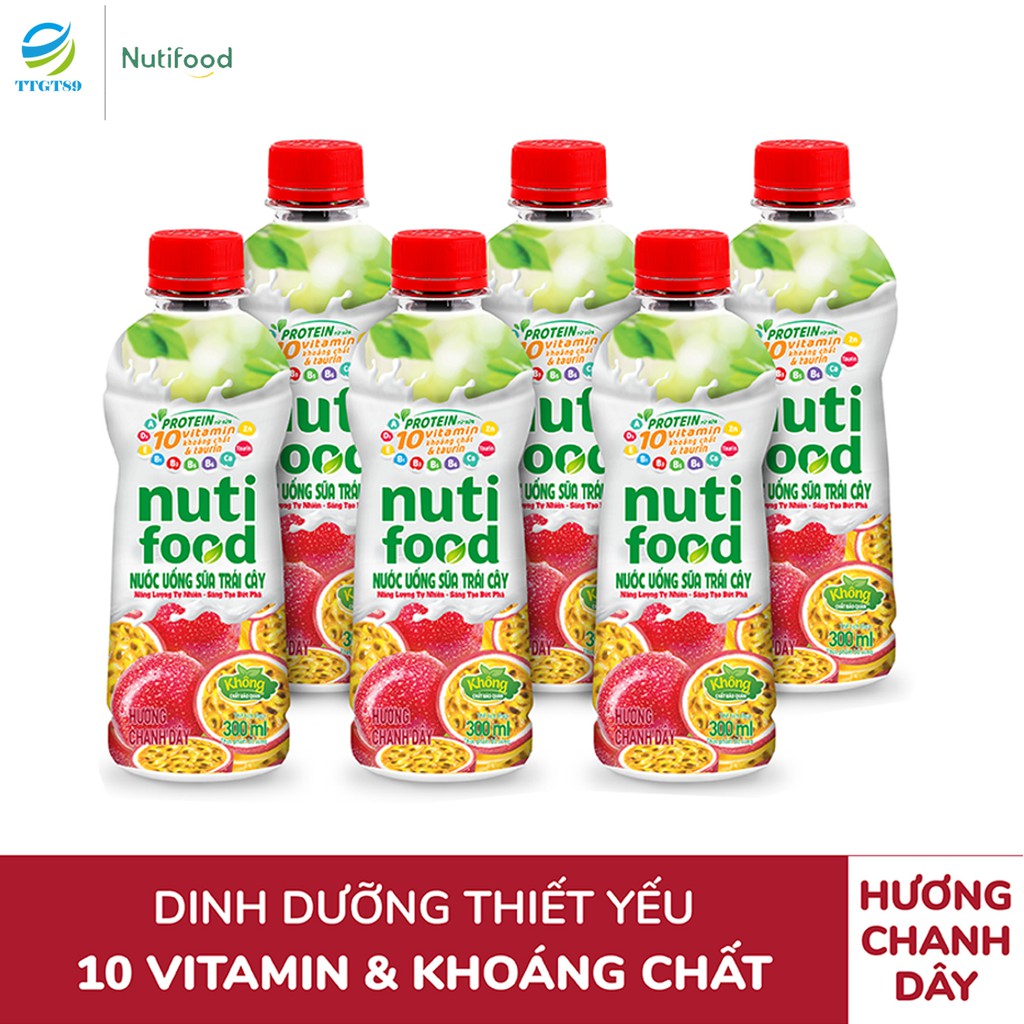 Combo 06 Chai Nước Uống Sữa Trái Cây Hương Cam/ Dâu/ Chanh Dây NUTIFOOD 300mL - YOOSOO MALL