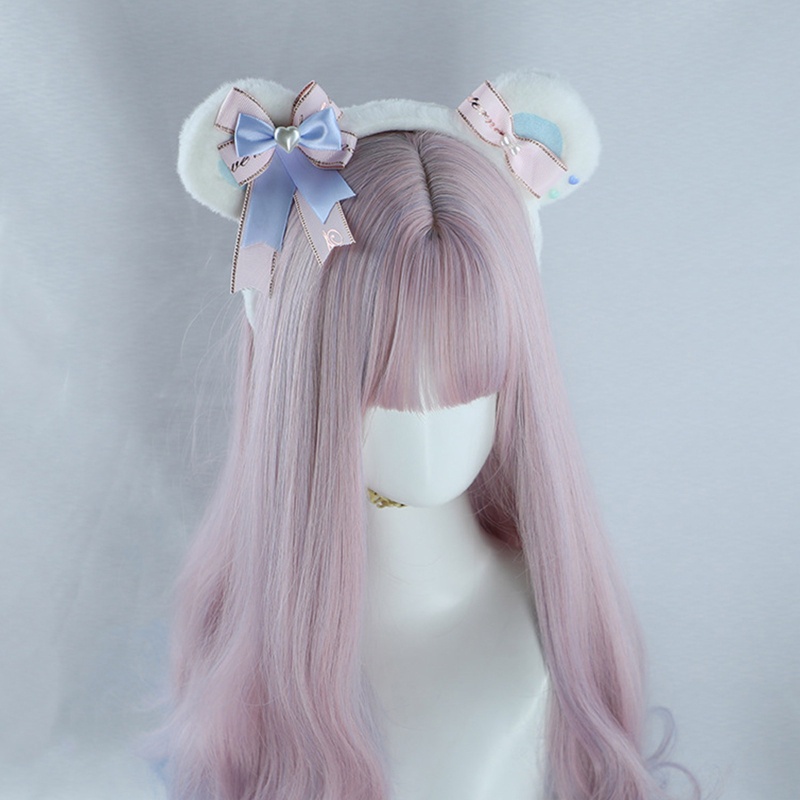 Cài tóc tai gấu đính hoa hồng phong cách Lolita xinh xắn