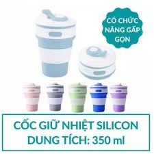 Ly Bình giữ nhiệt gấp gọn uống cà phê nước trái cây 350ml Silicone ly cốc uống nước ly, cốc giữ nhiệt