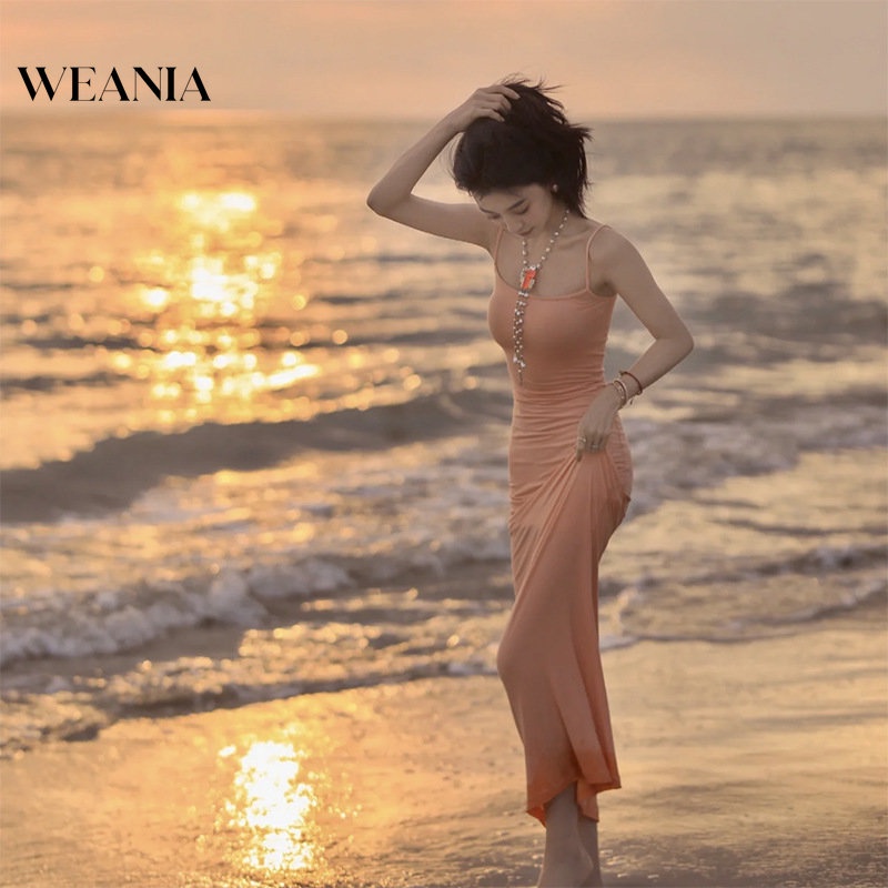 Đầm Hai Dây Màu Trơn Thiết Kế Mỏng Kiểu Dáng Đơn Giản Thời Trang Dành Cho Nữ