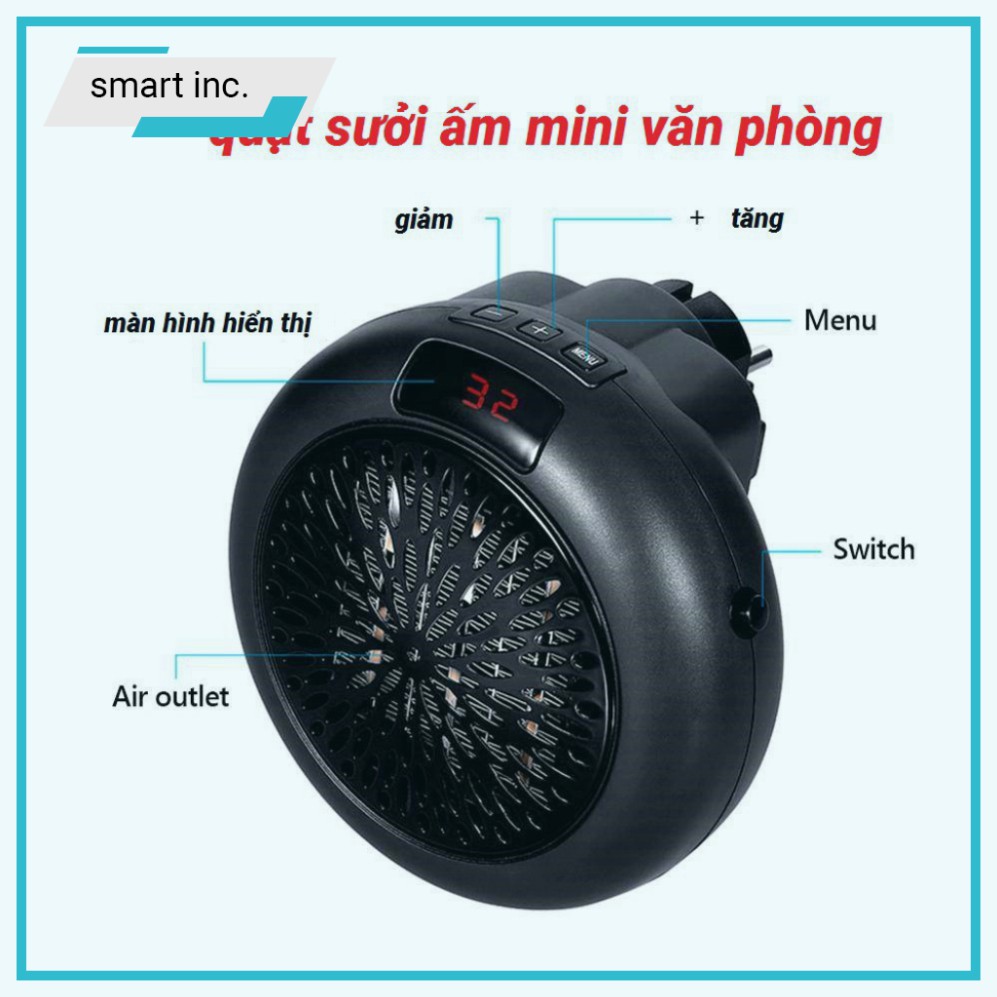 Máy Sưởi Ấm Nóng Văn Phòng 900w 🌈FREESHIP🌈 Quạt Sưởi Ấm Điều Hòa Mùa Đông Cầm Tay Để Bàn Mini Treo Tường Cắm Điện