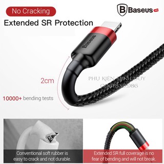 Cáp sạc nhanh Baseus Cafule Lightning cho iPhone/ iPad (2.4A, sạc nhanh, siêu bền)