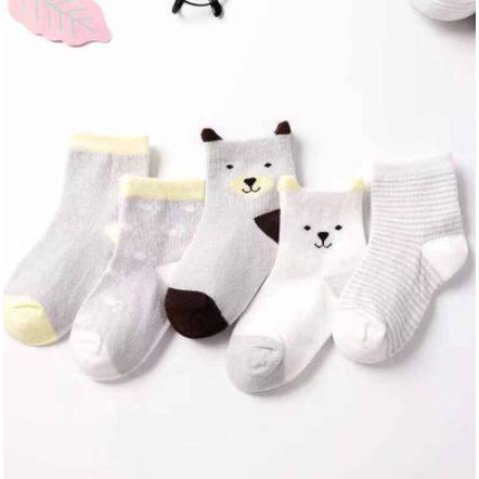 Tất lưới cho bé, tất cao cổ thu đông Kid's socks hình mặt gấu đủ size từ 0-3 tuổi (Lẻ 1 đôi)