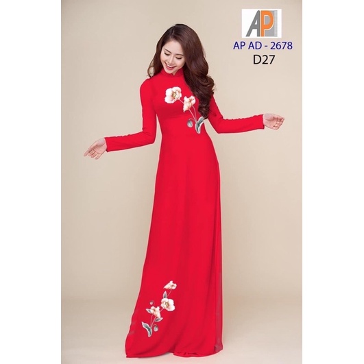 Vải may áo dài in 3D hoạ tiết hoa xinh xắn