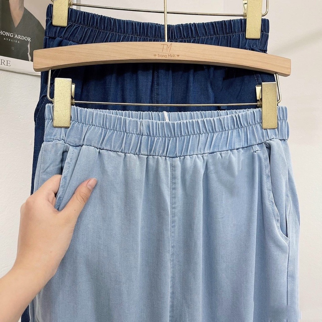 Quần Jeans ,Quần bò giấy 2 màu ống suông rông cap chun cho nữ | BigBuy360 - bigbuy360.vn