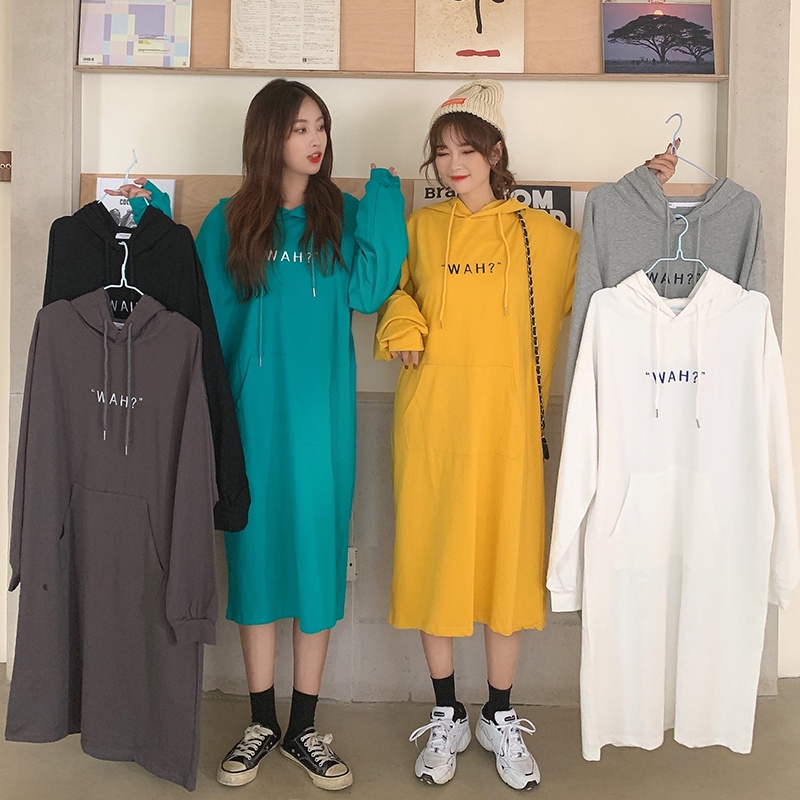 SUXI Đầm Midi Tay Dài Dáng Rộng Thiết Kế Đơn Giản Cho Phái Nữ