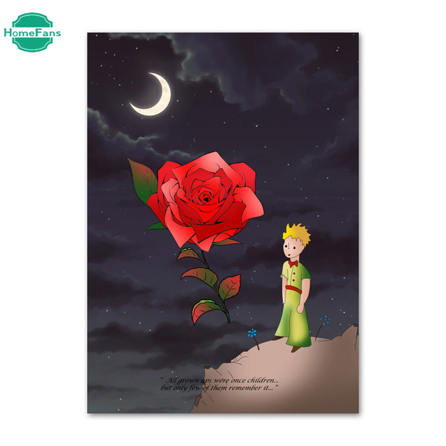 Bộ Tranh Đính Đá 5D DIY Hình Hoàng Tử Bé Và Hoa Hồng Kích Thước 30x40cm