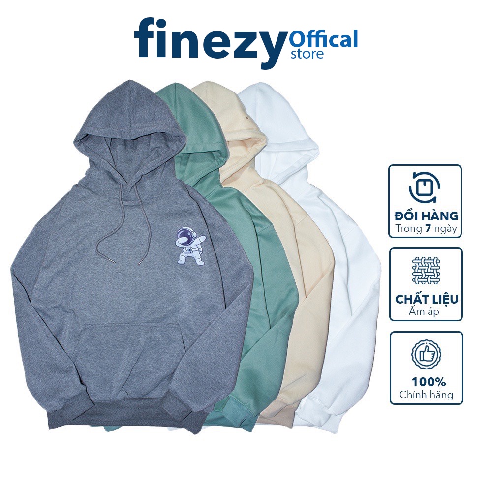 Áo hoodie Gấu và Phi hành gia nam nữ Finezy Unisex form rộng, vải nỉ bông, trẻ trung