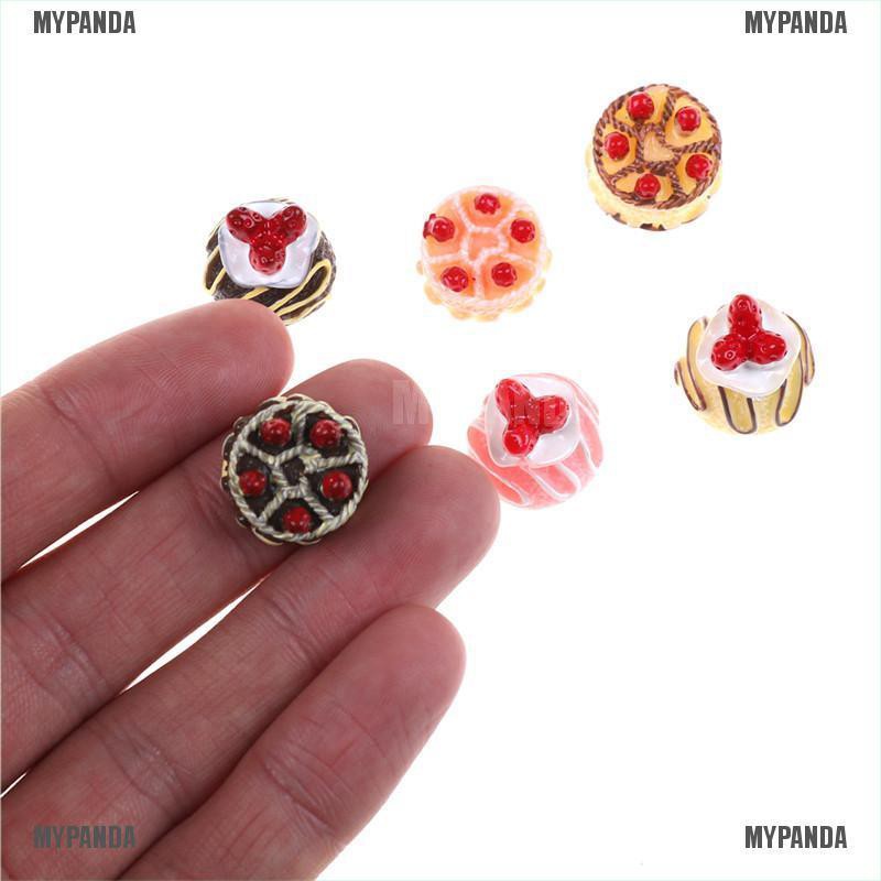 MYPANDA 6pcs Dessert 3D Resin Cream Cakes Miniature food Dollhouse Accessories