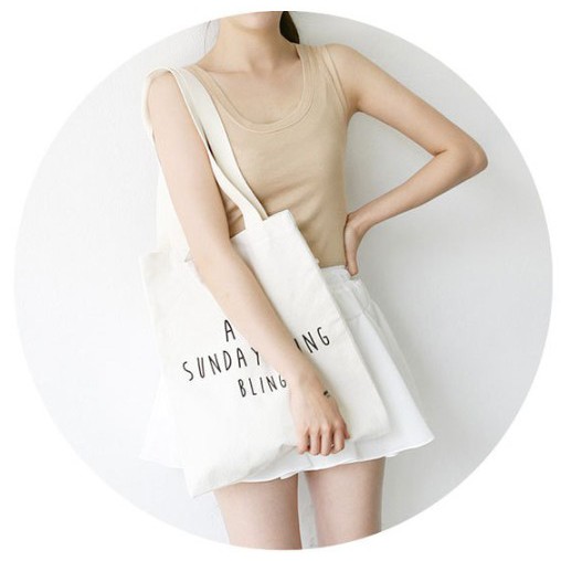 Túi vải tote in họa tiết chữ | BigBuy360 - bigbuy360.vn