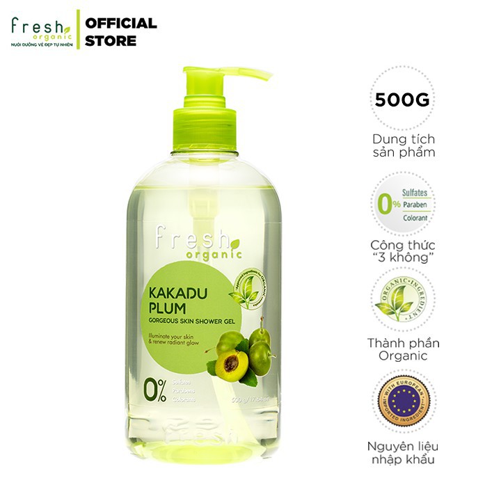 Combo Sữa Tắm Fresh Organic Sáng Da + Dưỡng Ẩm 500g/chai