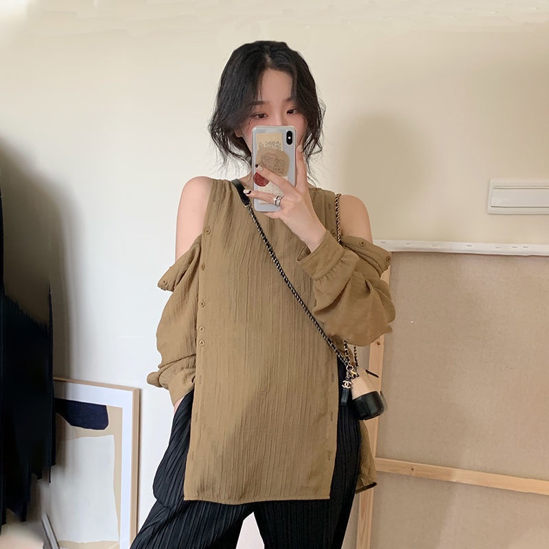 Áo Kiểu Trễ Vai Phong Cách Retro Pháp Thời Trang Mùa Hè 2022 Mới