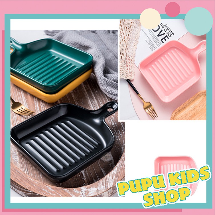 Đĩa vuông có tay cầm dùng nấu nướng và decor size 21.5cm | BigBuy360 - bigbuy360.vn