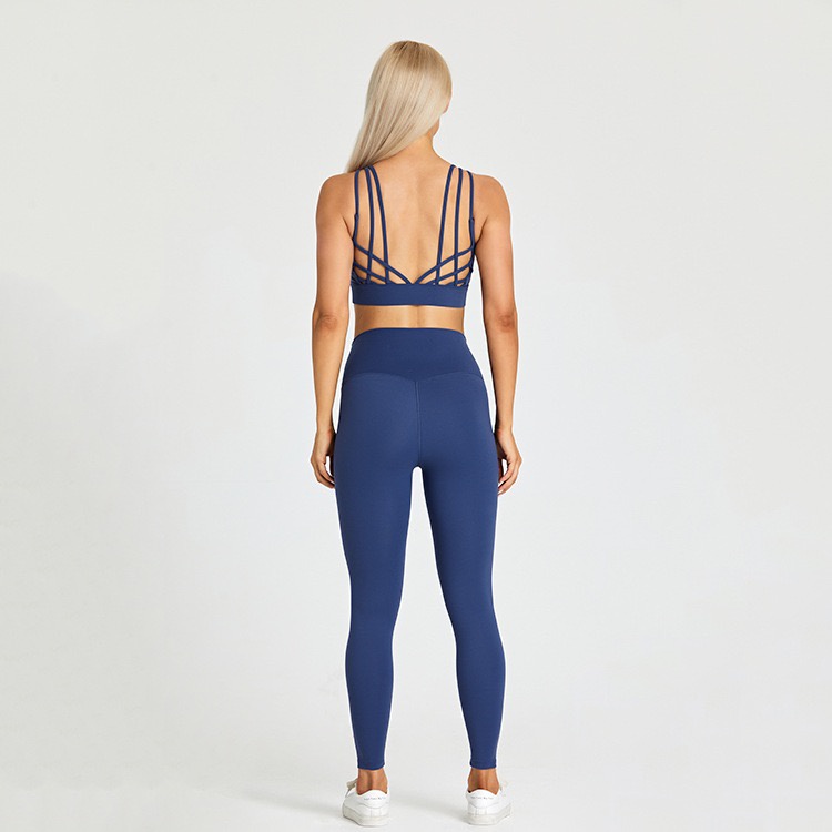 One set Áo Ngực Thể Thao Đan Dây Chéo Lưng &amp; Quần Legging Tập yoga