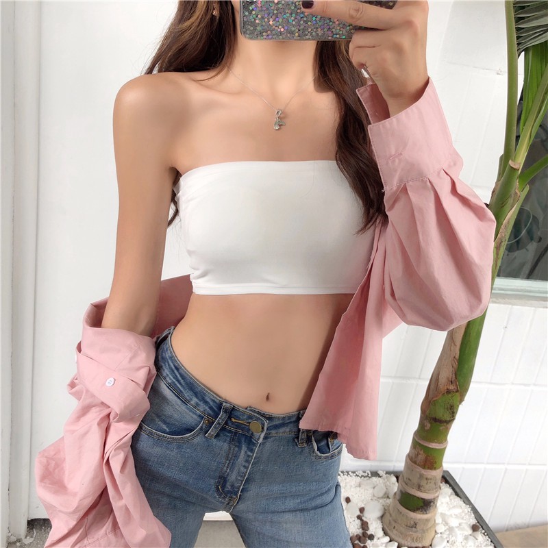 Cocory vn Áo Ngực Ống Không Dây Màu Trơn Thời Trang Quyến Rũ