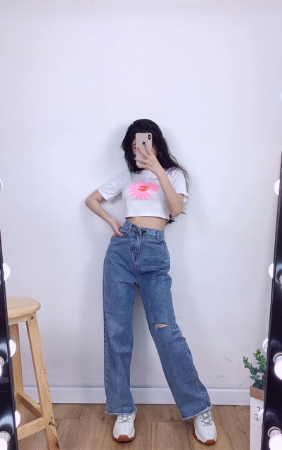 Áo Croptop In Hoa Ảnh Thật