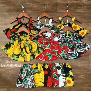 Combo 3 bộ lanh lụa 2 dây cho bé gái