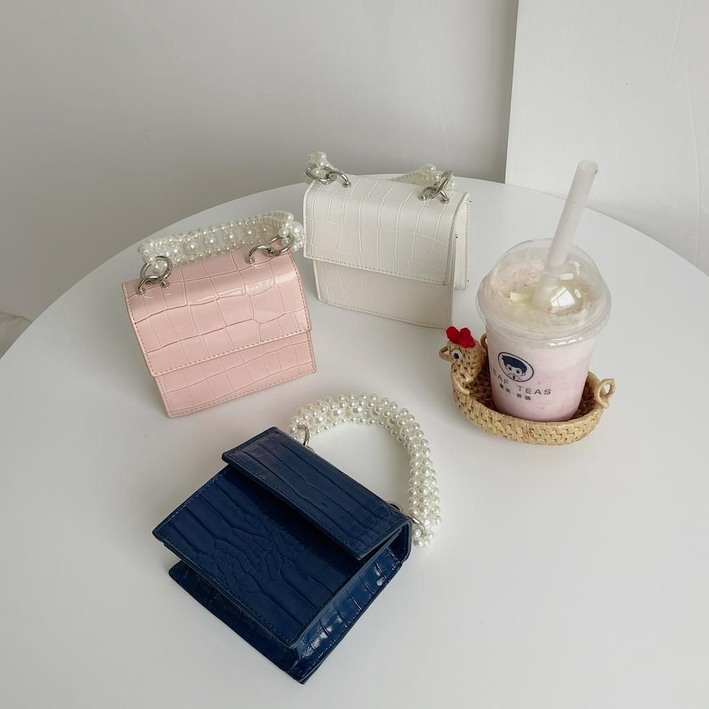 Túi xách mini đeo chéo vai tay cầm ngọc trai thời trang 2021 cho nữ