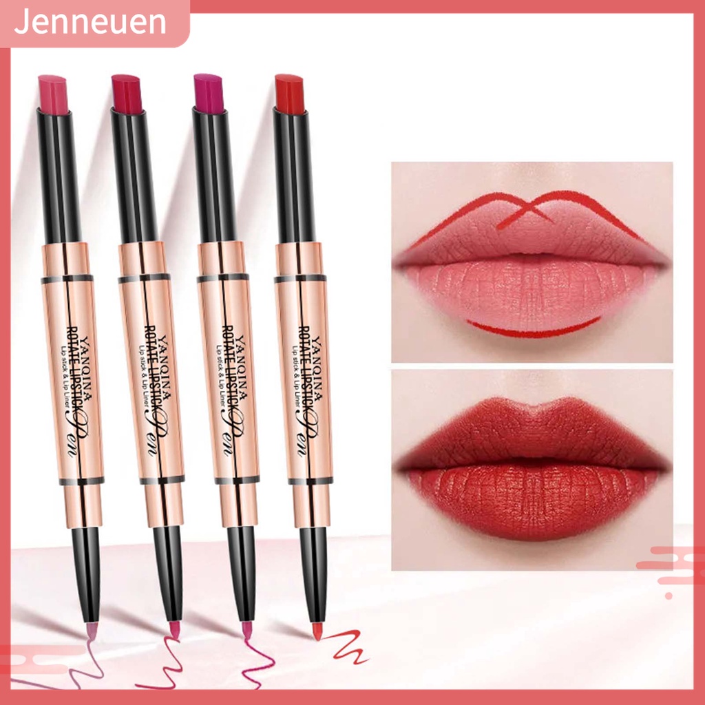 Son Môi Kiêm Bút Kẻ Viền Môi Hai Đầu 1.7g Màu Lì Nuôi Dưỡng Chống Thấm Nước Đa Năng Dành Cho Nữ