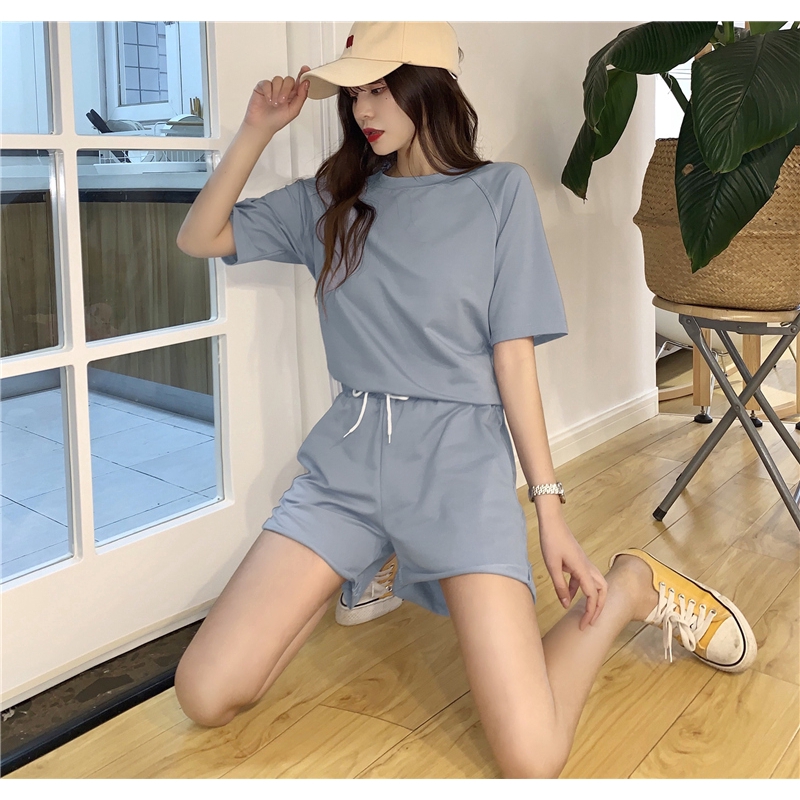 Set Đồ Thể Thao Ngắn Tay Form Rộng Phong Cách Hàn Quốc