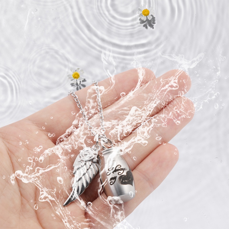 Vòng Cổ Thời Trang Mặt Hình Lọ Đựng Tro Và Cánh Thiên Thần Kỷ Niệm