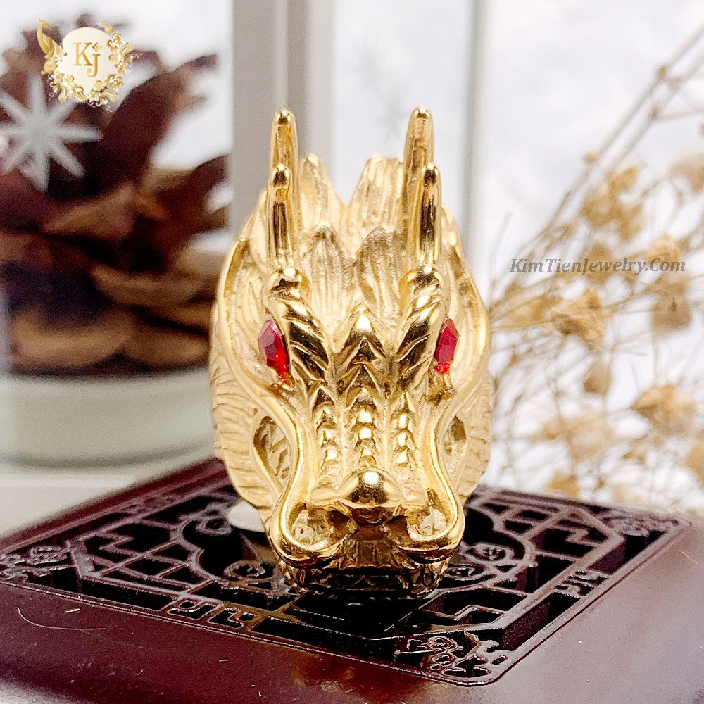 Nhẫn Nam Rồng Mạ Vàng 24K - Không Đen - Không Dị Ứng