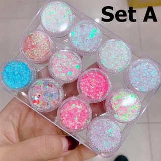 [Hàng mới về] Set 12 hộp kim tuyến trang điểm lấp lánh sành điệu