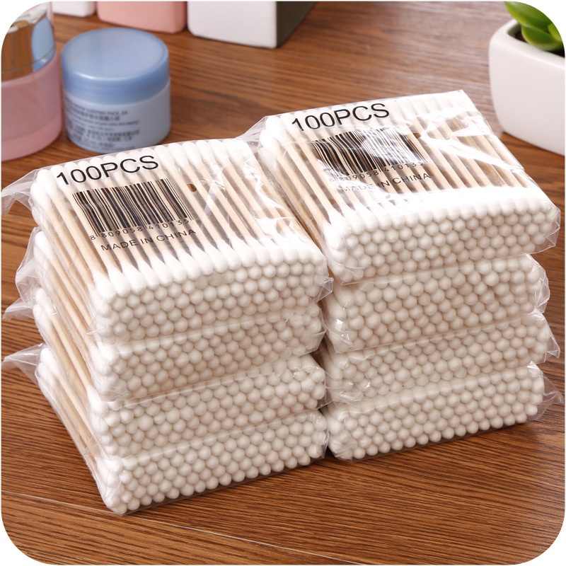 Set 100 cây tăm bông hai đầu dùng một lần tiện dụng