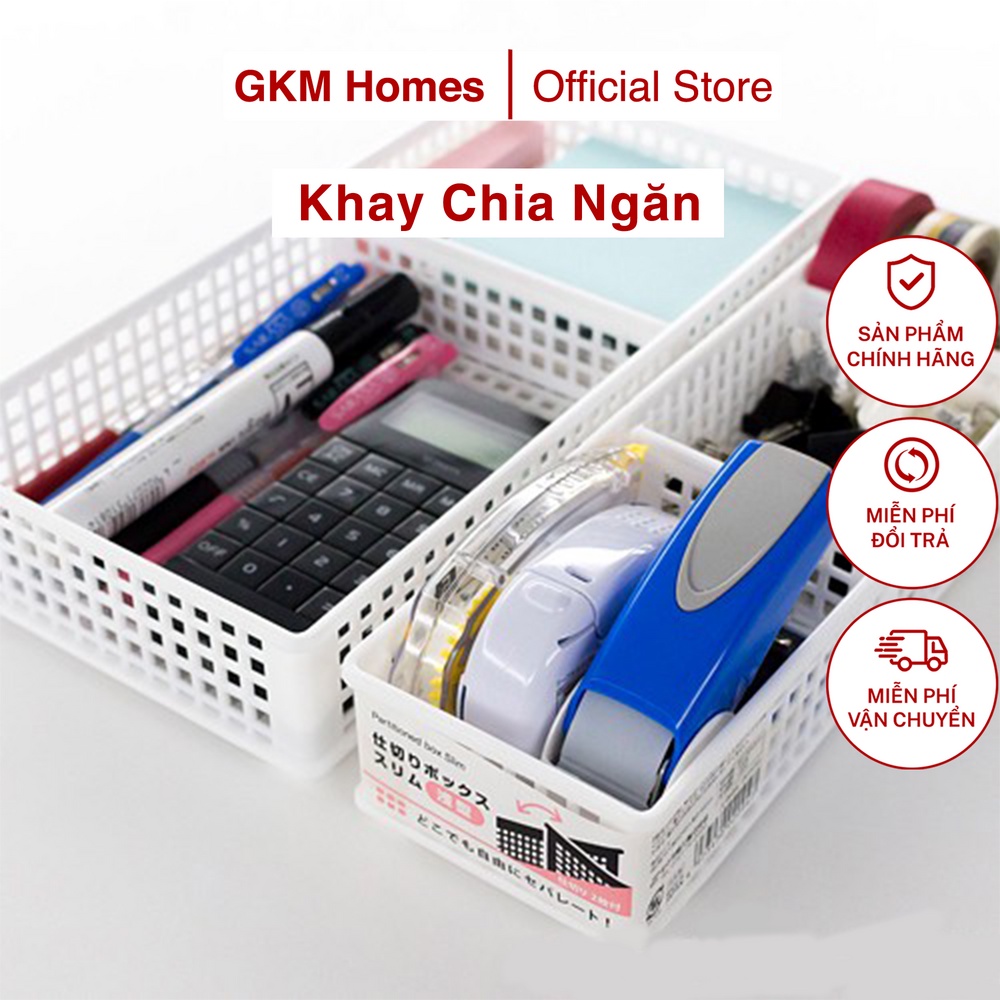 Khay Nhựa Chia 3 Ngăn Size M Phân Loại Đồ Gọn Gàng Đa Năng Sanada Seiko Nhật Bản GKM Homes