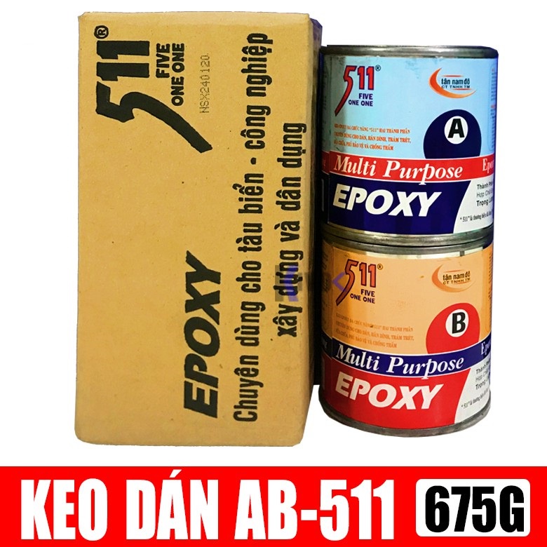 Keo AB Epoxy 511 dán đá dán nhựa dán gỗ dán kim loại 675gr / 1.3kg