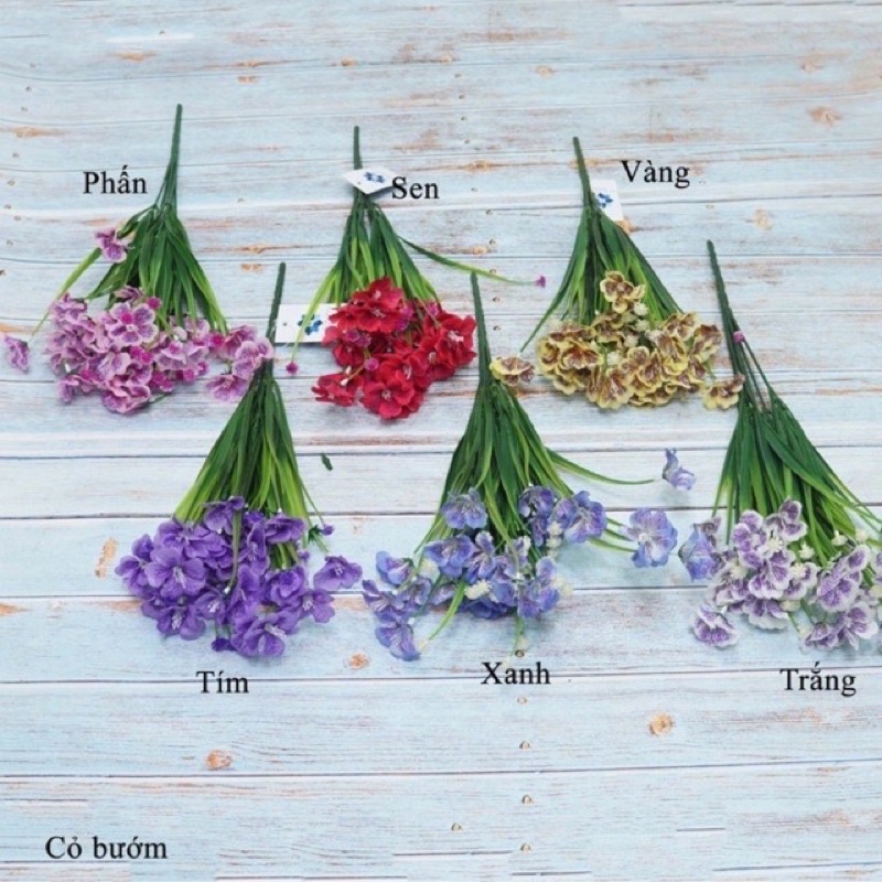Cụm hoa cỏ bướm điểm hoa sáp, hoa lụa ,decor