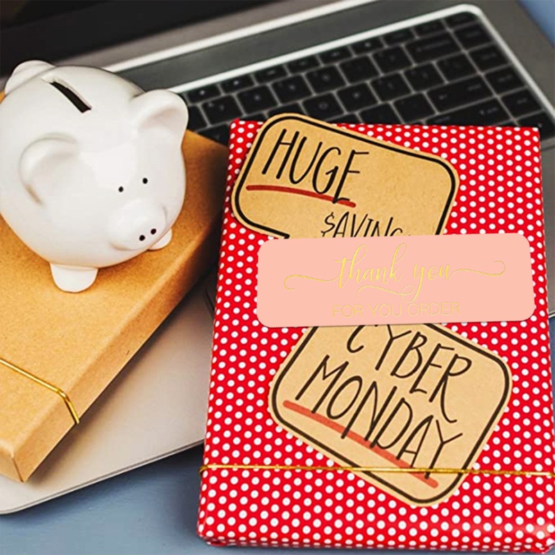 Bộ 120 Miếng Dán In Chữ Thank You for Your Order Trang Trí Hộp Kẹo