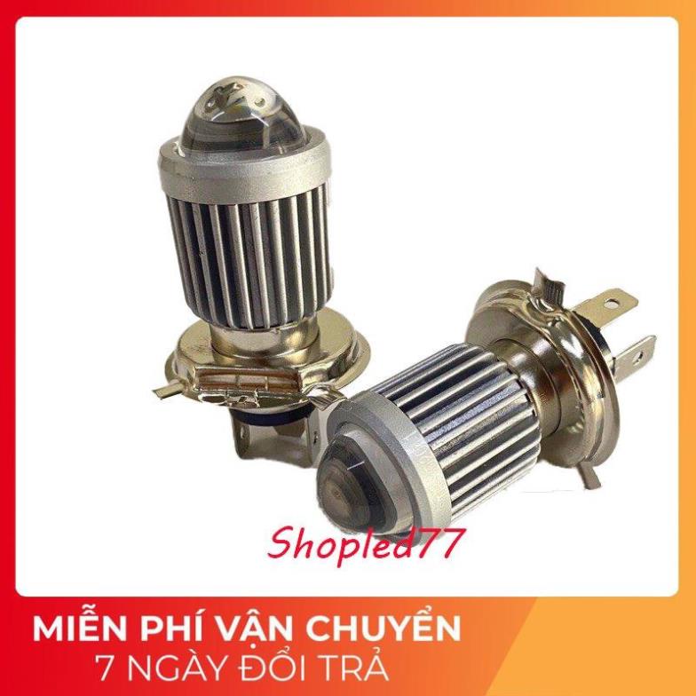 FreeShip- Đèn Led Pha 2 Màu Lắp Chân H4 Lắp Ô Tô Xe Máy Hàng Bảo Hành 1 NĂM