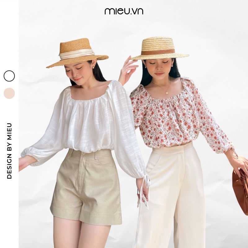 Áo kiểu cổ vuông nhún thun MIEU - HMR09