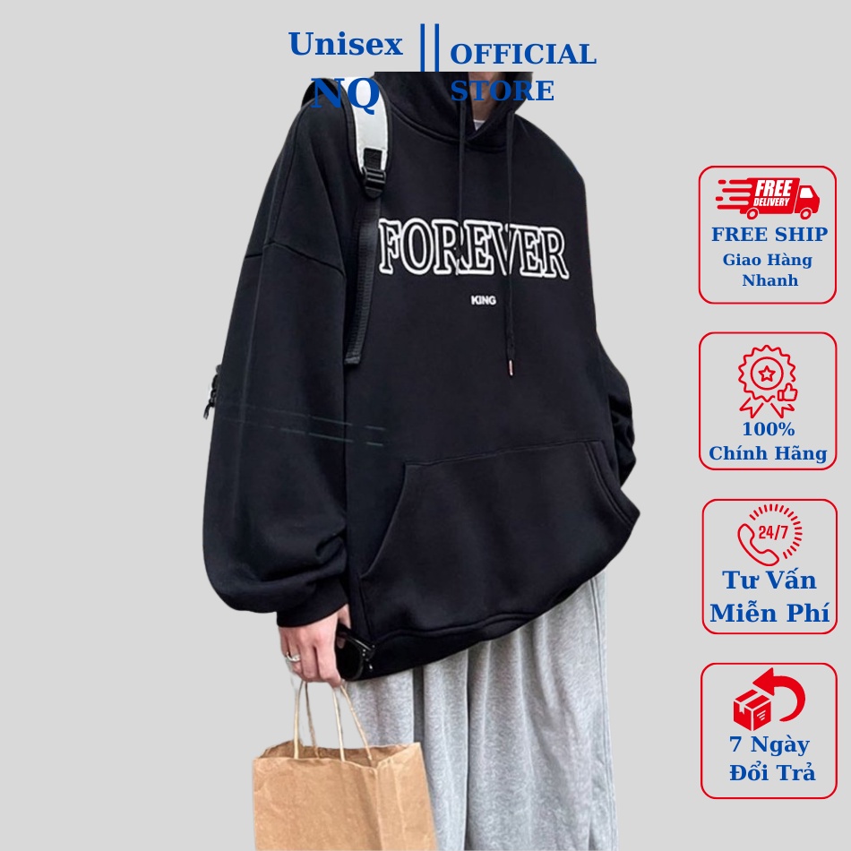 Áo hoodie form rộng tay bồng áo mũ nỉ 2 lớp phong cách Đường Phố hàn quốc nam nữ
