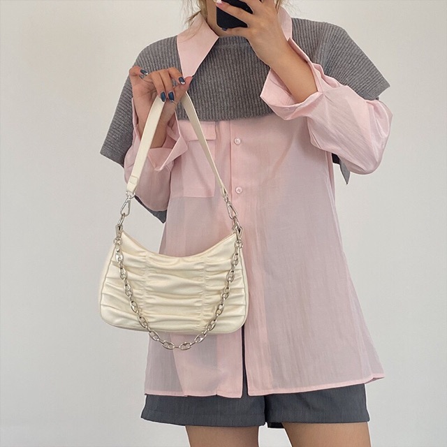 [LOẠI 1-Video so sanh]Túi kẹp nách dây xích dây đeo chéo nhún bèo da S056 | BigBuy360 - bigbuy360.vn