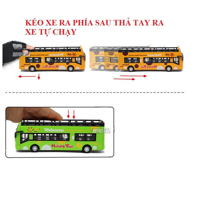 Mô hình xe ô tô City Bus đồ chơi trẻ em bằng sắt chạy cót có âm thanh và đèn xe tỉ lệ 1:32