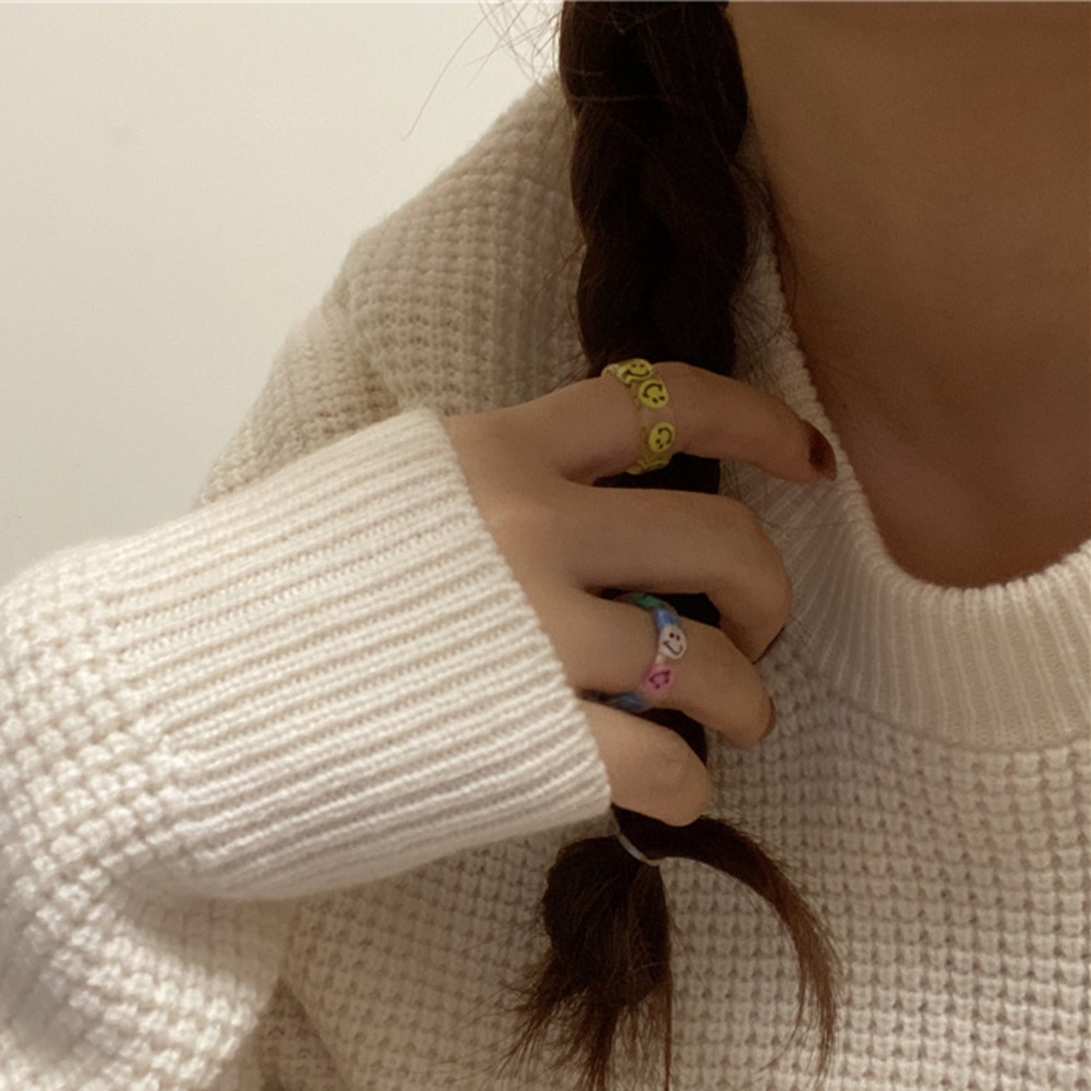 Nhẫn Nhựa Trong Suốt Hình Mặt Cười Xinh Xắn Dễ Phối Đồ