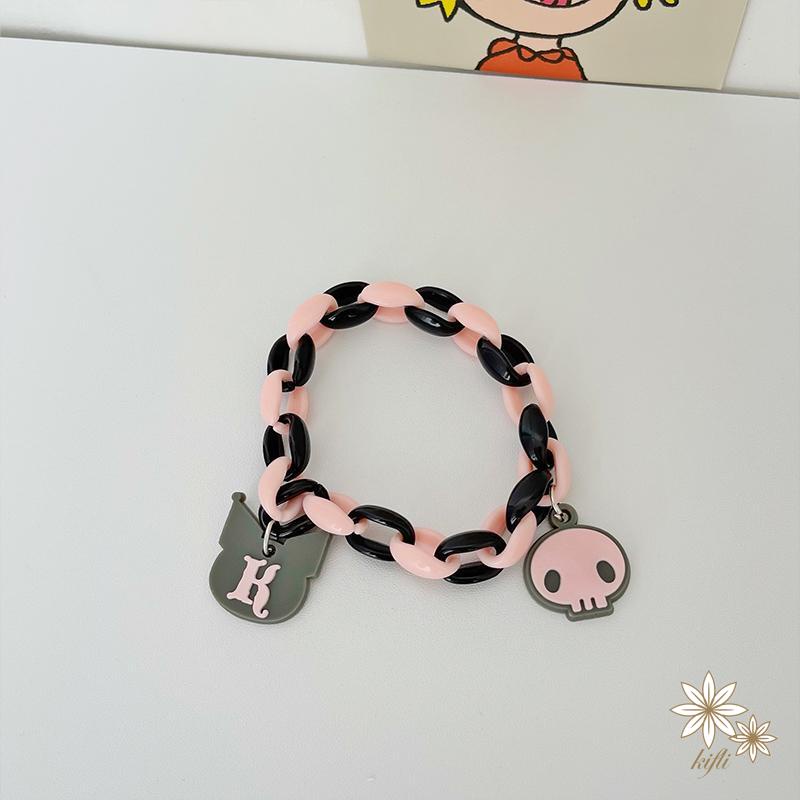 Vòng Tay Màu Đen Họa Tiết Cún Hoạt Hình Dễ Thương Ngọt Ngào Phong Cách Harajuku Nhật Bản