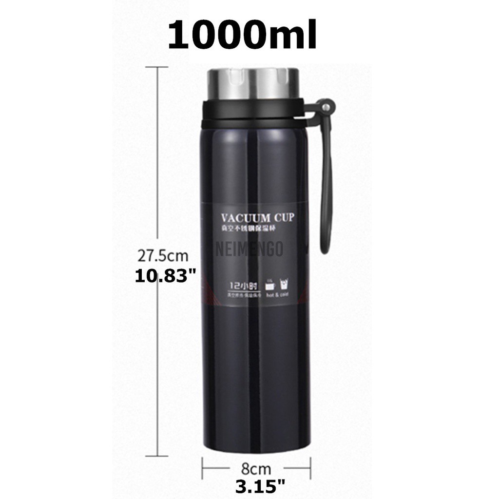 1000ml Vacuum Cup Stainless Steel Thermos Travel Mug Flask Thermal Hot Water Insulated Bottle